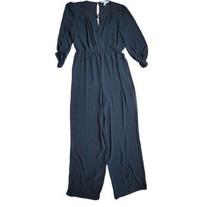 BCBGeneration Solid All Black 3/4 Sleeve‎ Jumpsuit Womens Size S Small